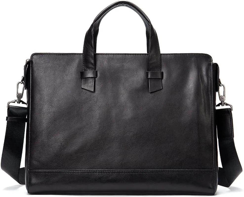 Men Genuine Leather Briefcase Convertible 14 Inch Messenger Bags Handbag Multifunctional Work Business Shoulder Bag