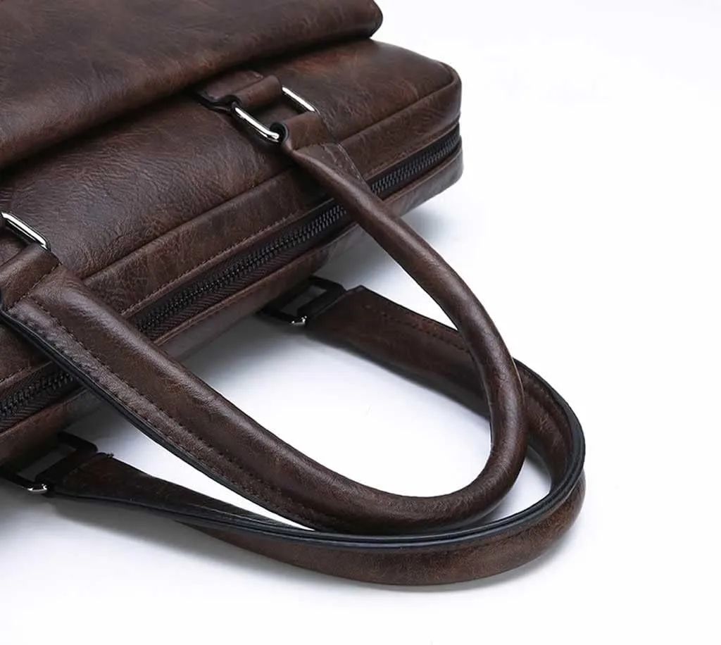 Men Leather Briefcase Convertible 13/14 Inch Messenger Bags Handbag Multifunctional Youth Business Work Shoulder Bag