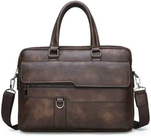 Men Leather Briefcase Convertible 13/14 Inch Messenger Bags Handbag Multifunctional Youth Business Work Shoulder Bag