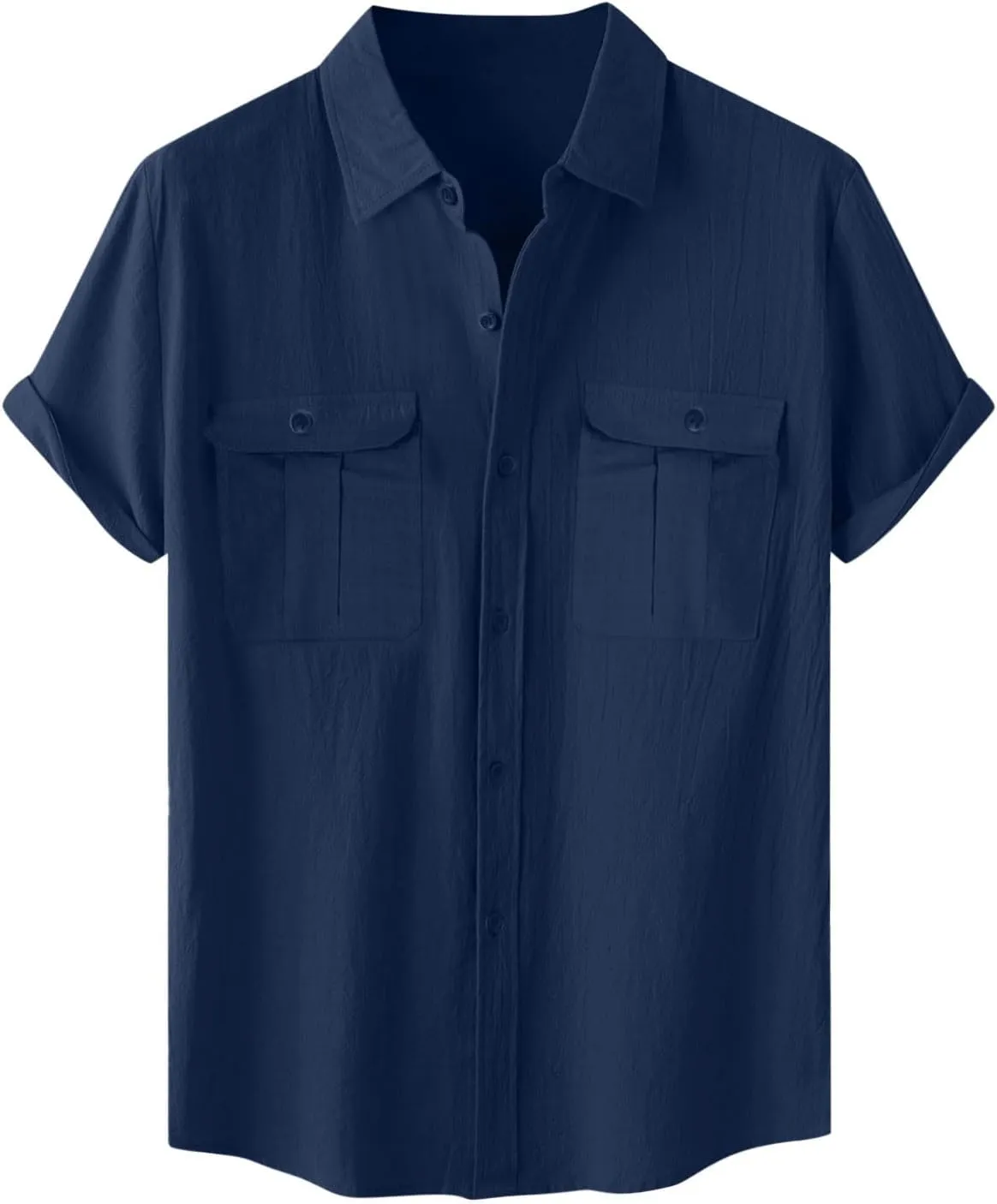 Men Shirt Casual Summer Short Sleeve Shirts for Men Button Down for Men Trendy Plain Shirts Tops with Pocket 2025