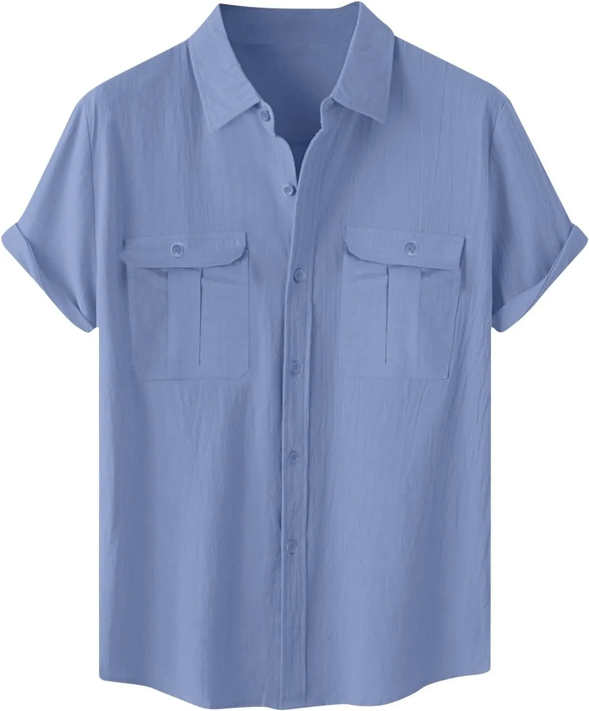 Men Shirt Casual Summer Short Sleeve Shirts for Men Button Down for Men Trendy Plain Shirts Tops with Pocket 2025