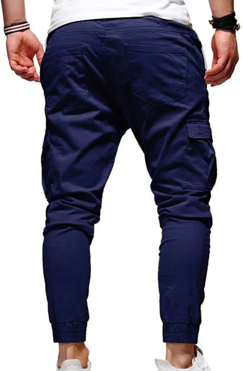 Mens Cargo Jogger Pants Slim Fit Stretch Joggers Sweatpants Casual Drawstring Hiking Pants with Multi-Pockets