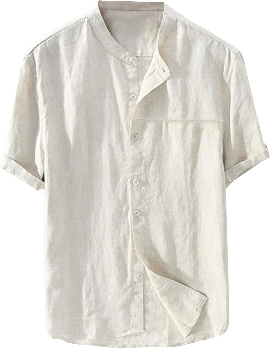 Mens Cotton Linen Short Sleeve Tops Button Down Shirts Casual Stylish Loose Fit Beach Shirt Vacation Hawaiian Outfits