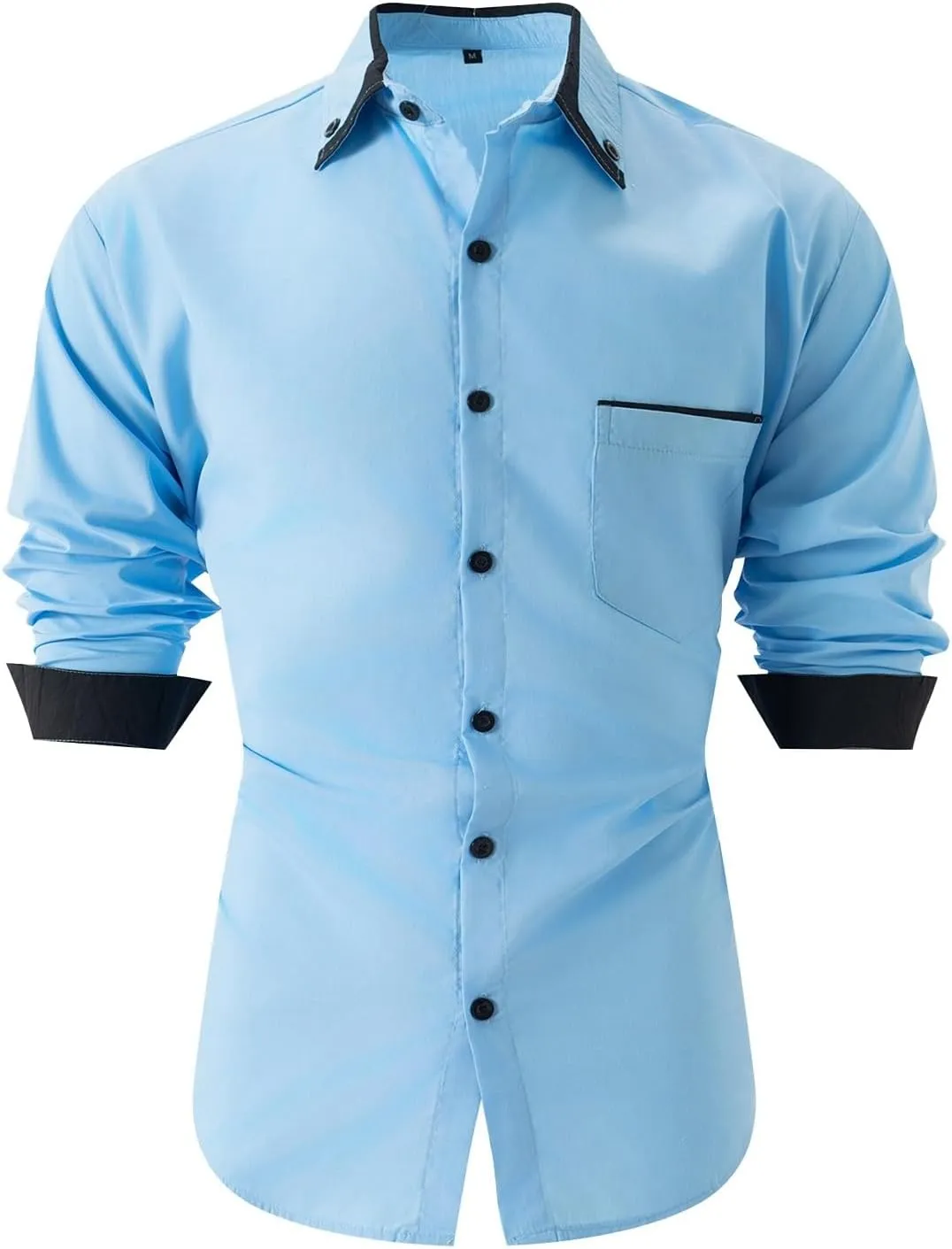 Mens Dress Shirts Long Sleeve Slim Fit Shirts for Men Muscle Slim Fit Button Down Modern Casual Stretch Shirt