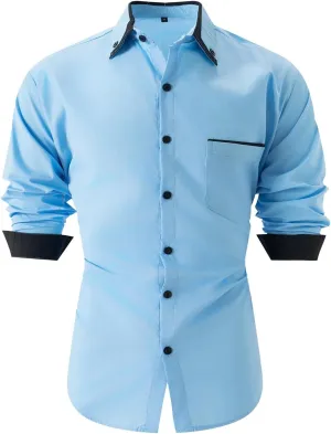 Mens Dress Shirts Long Sleeve Slim Fit Shirts for Men Muscle Slim Fit Button Down Modern Casual Stretch Shirt