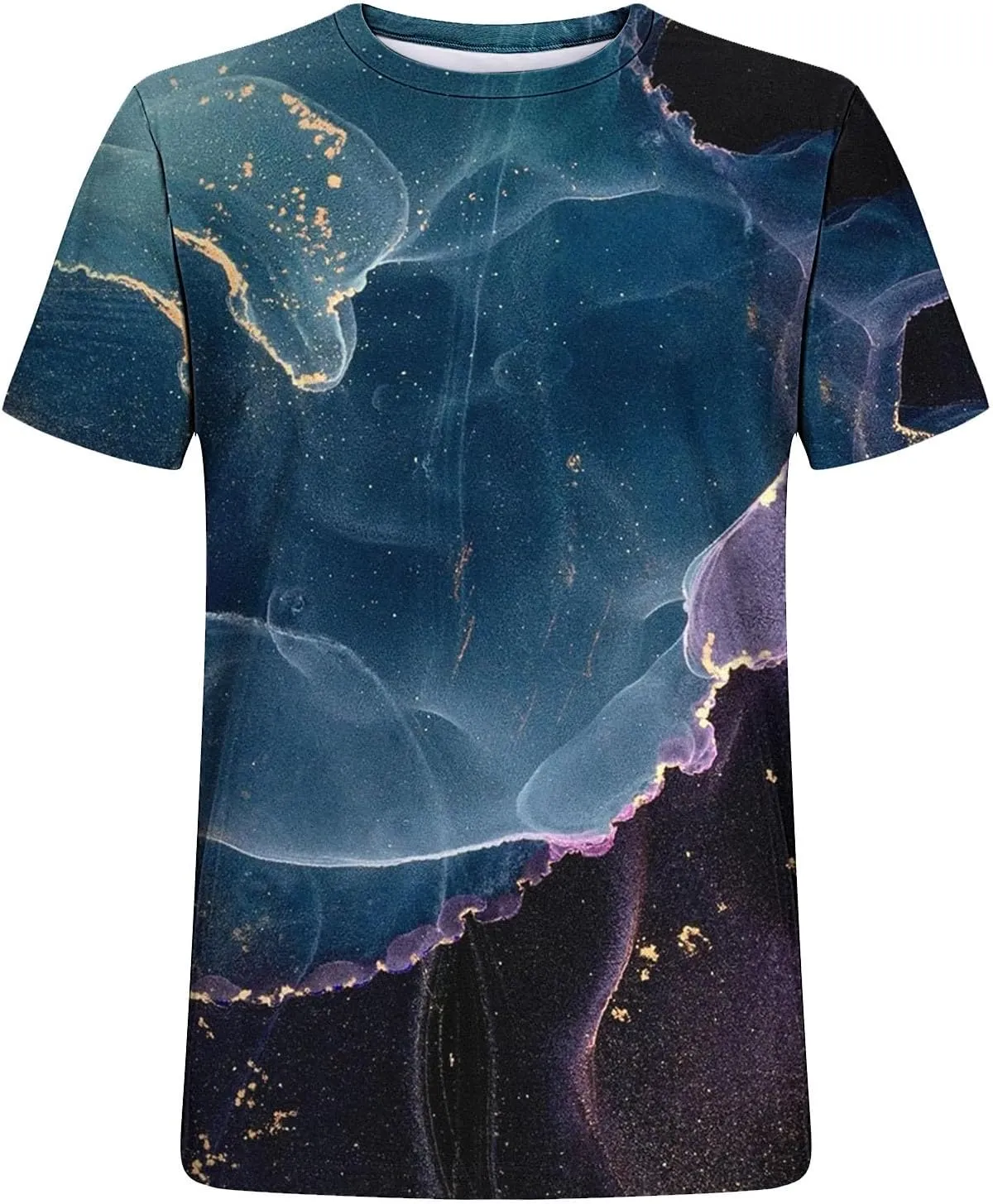 Men's Fashion Marble Printed Shirt Short Sleeve Crew Neck Casual Tshirt Loose Fit Lightweight Summer Outdoor Tee Tops