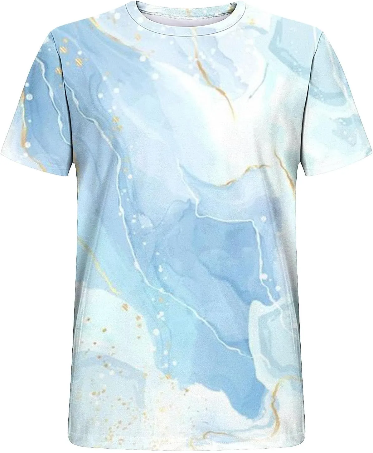 Men's Fashion Marble Printed Shirt Short Sleeve Crew Neck Casual Tshirt Loose Fit Lightweight Summer Outdoor Tee Tops