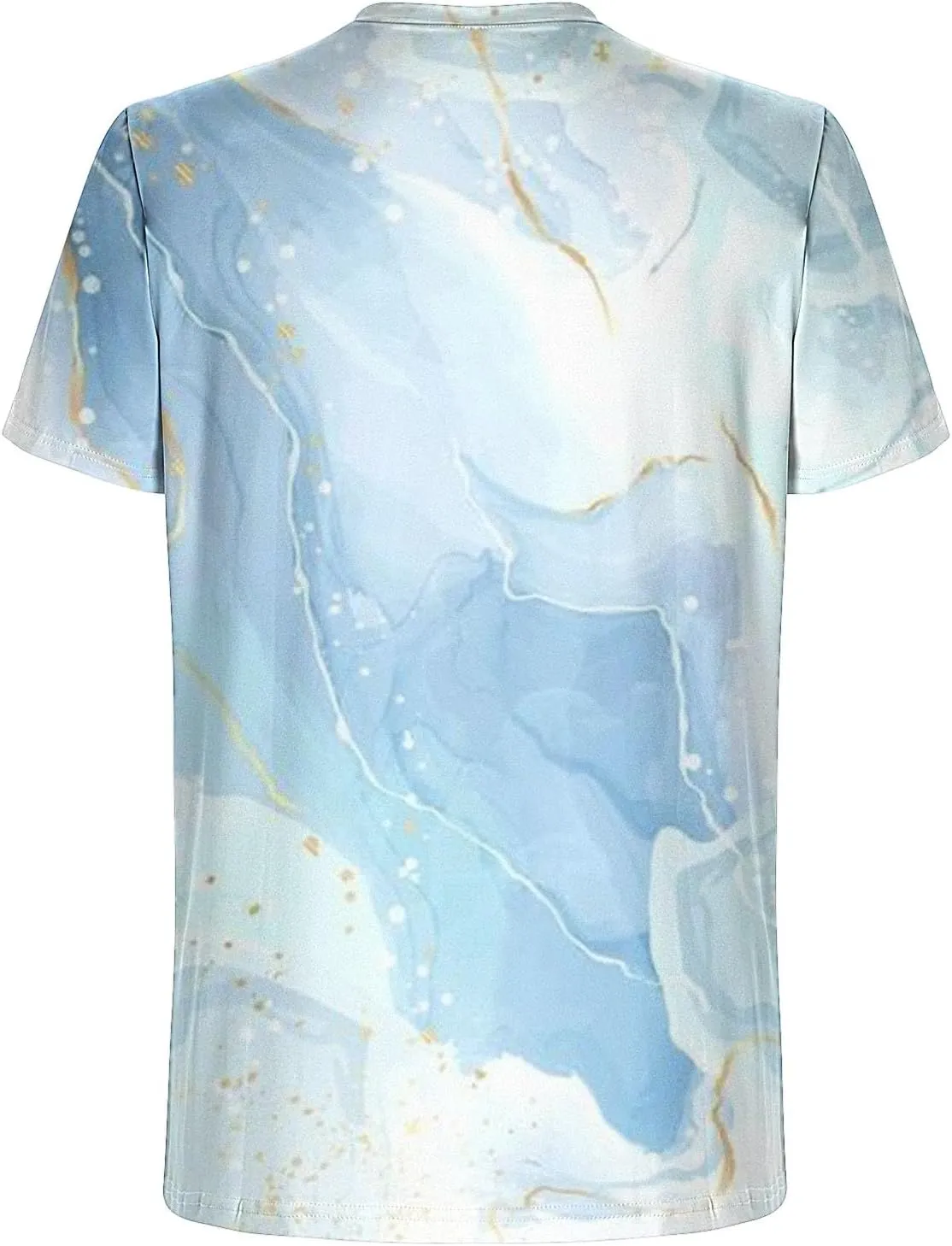 Men's Fashion Marble Printed Shirt Short Sleeve Crew Neck Casual Tshirt Loose Fit Lightweight Summer Outdoor Tee Tops