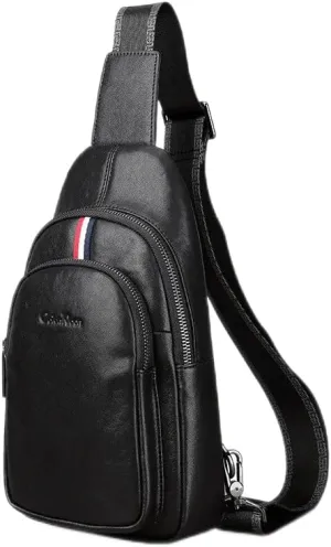 Men's Genuine Leather Sling Bag for Men business Shoulder Bag Men's Crossbody Bag Black Classic Chest pack purses and handbags