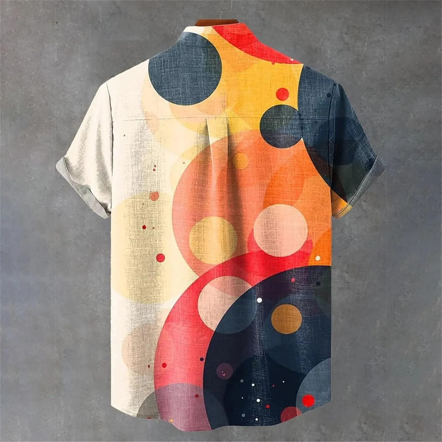 Mens Hawaiian Shirts Cotton Linen Short Sleeve Loose Fit Shirt Button Down Casual Summer Beach Vacation Shirts