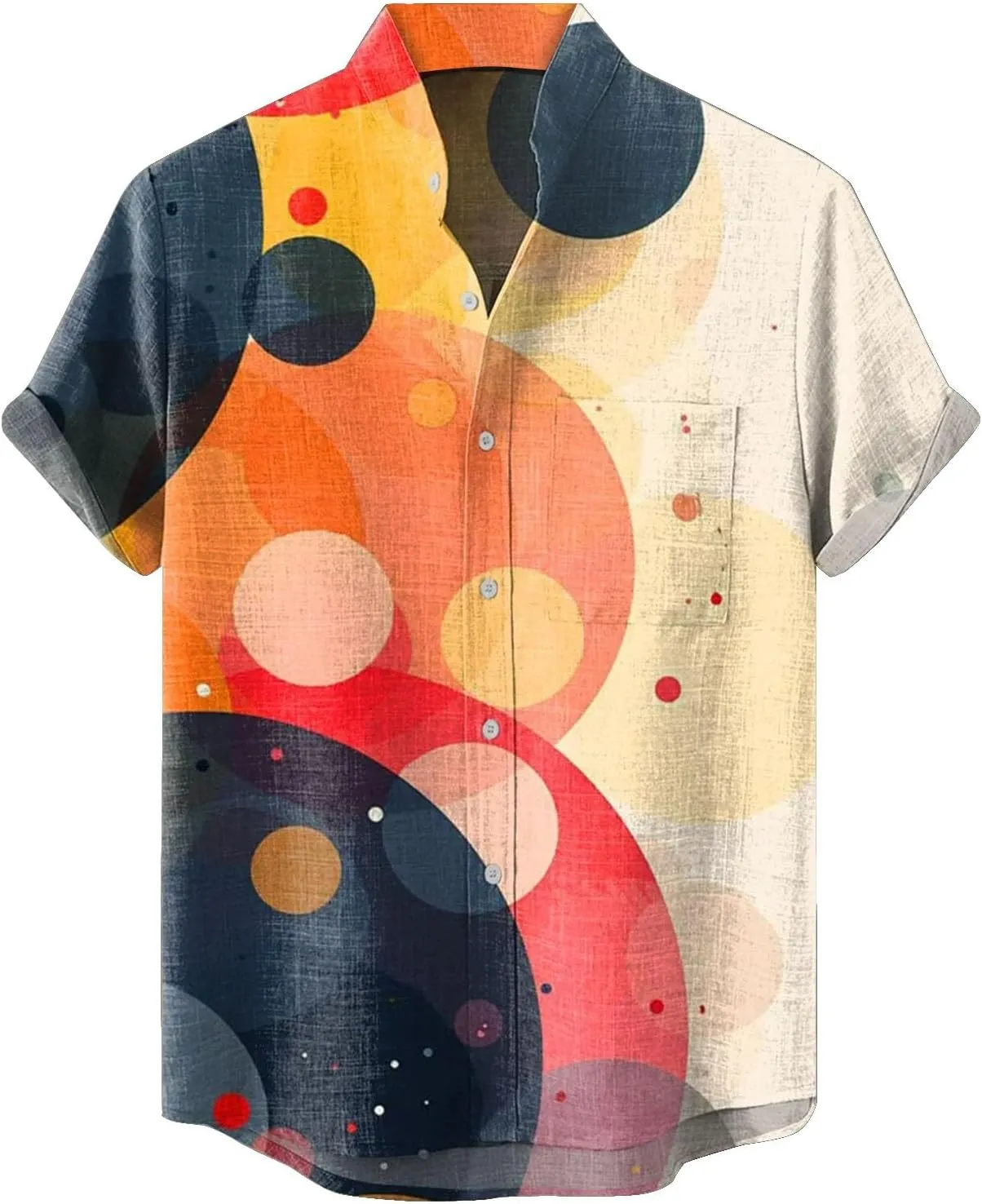 Mens Hawaiian Shirts Cotton Linen Short Sleeve Loose Fit Shirt Button Down Casual Summer Beach Vacation Shirts