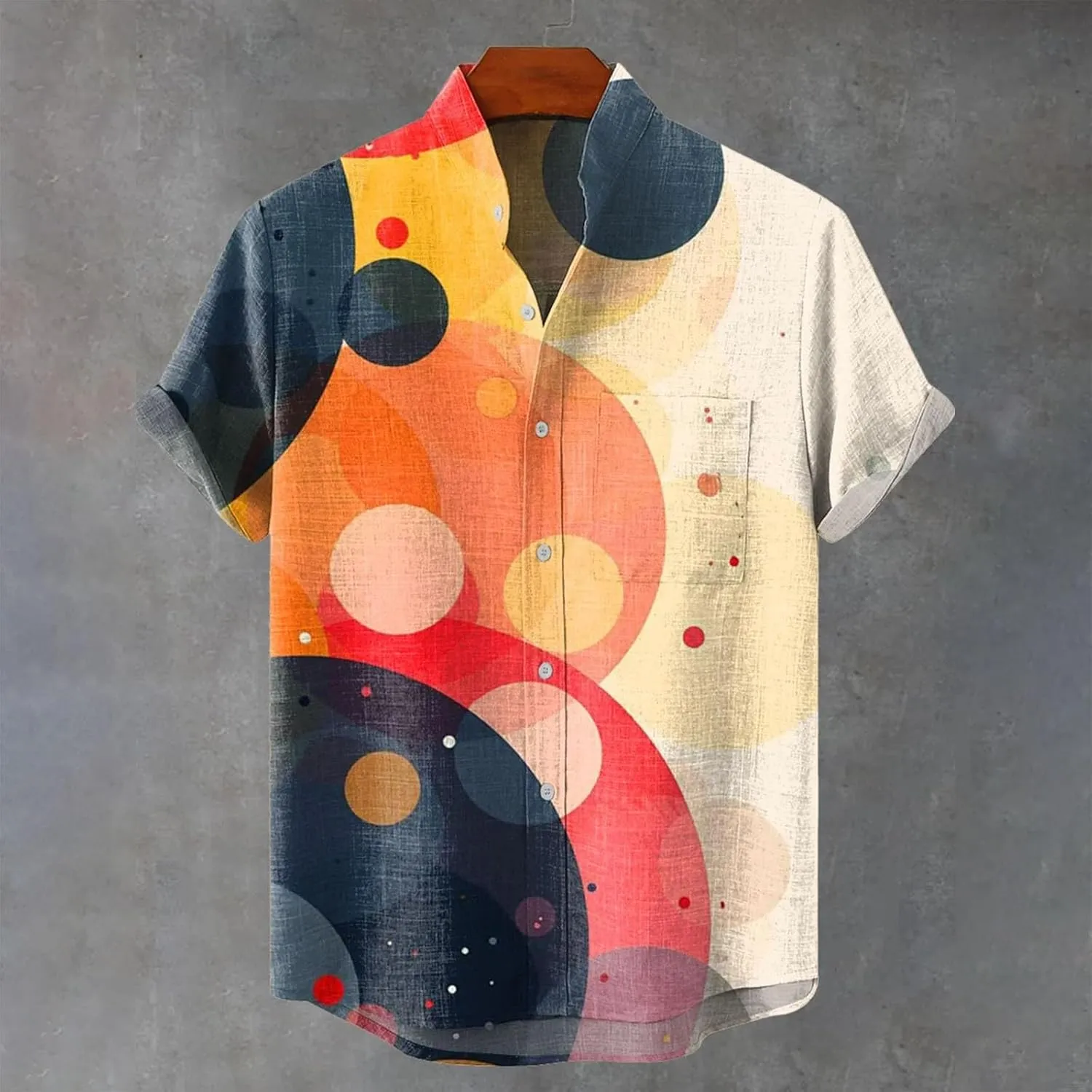 Mens Hawaiian Shirts Cotton Linen Short Sleeve Loose Fit Shirt Button Down Casual Summer Beach Vacation Shirts