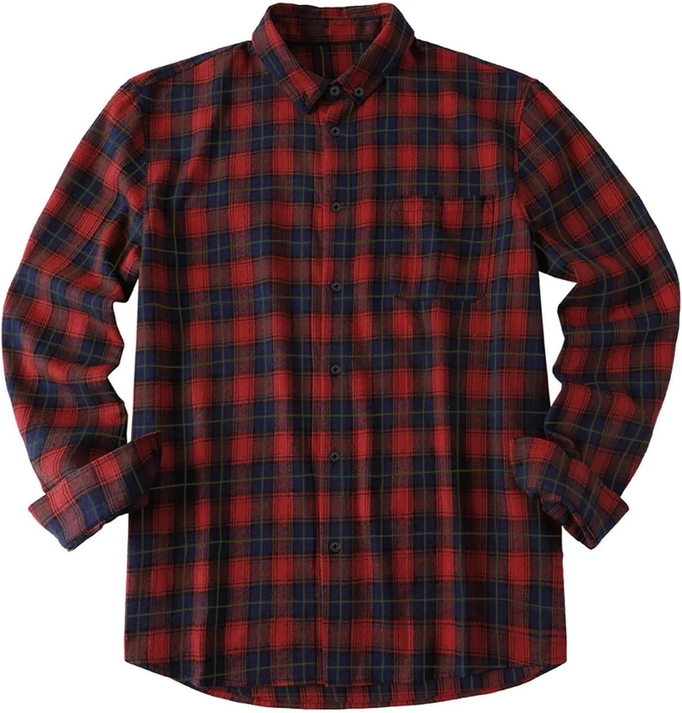 Mens Long Sleeve Shirt for Men Warm Casual Soft Button Down Plaid Shirt Regular Lightweight Shirt Jacket Plus Size