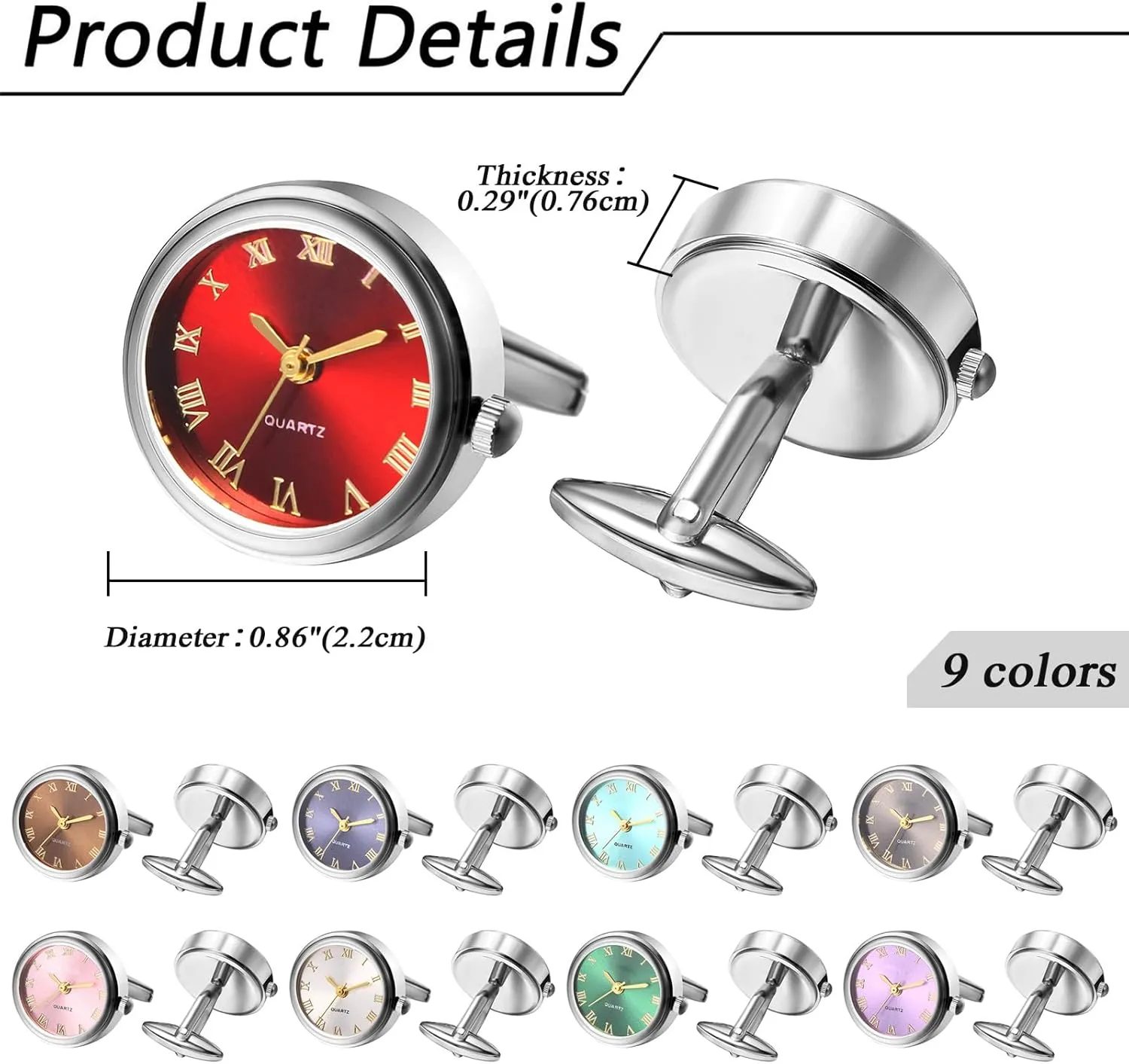 Men's Pair Cuff Links: Classic Wedding Business Shirt Cufflinks Quartz Watch Round Roman Numeral Clip Stainless Steel Business Formal Tuxedo Accessories