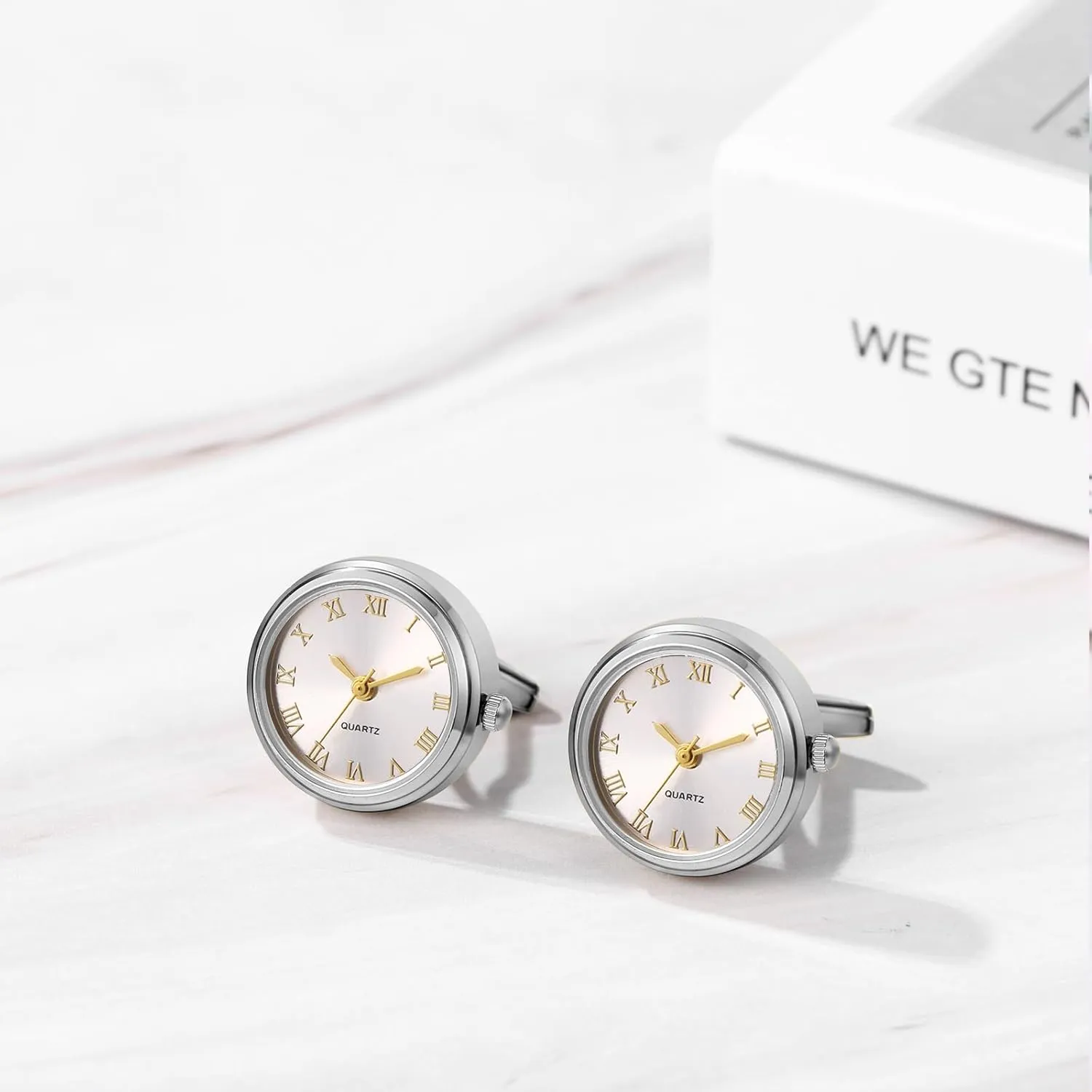 Men's Pair Cuff Links: Classic Wedding Business Shirt Cufflinks Quartz Watch Round Roman Numeral Clip Stainless Steel Business Formal Tuxedo Accessories