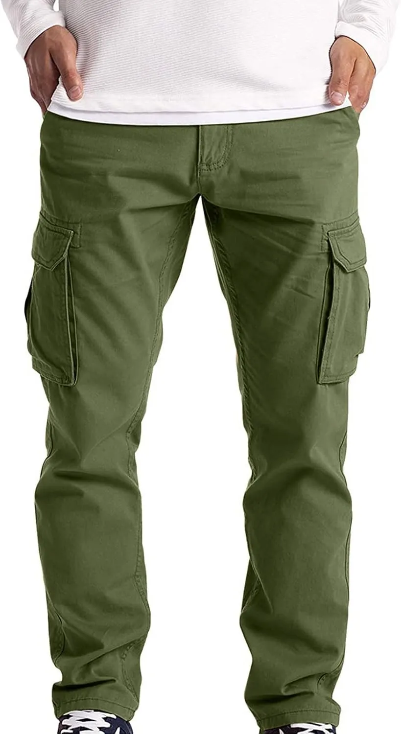 Mens Pants Casual Relaxed Fit Cargo Pants for Men,Men's Causal Cargo Pants Baggy Joggers with Pockets Hiking Pants