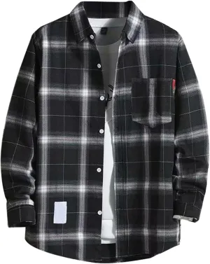 Men's Plaid Shirt Long Sleeve Button Down Shirt Casual Lightweight Shirt Jacket Vintage Western Shirt Plus Size