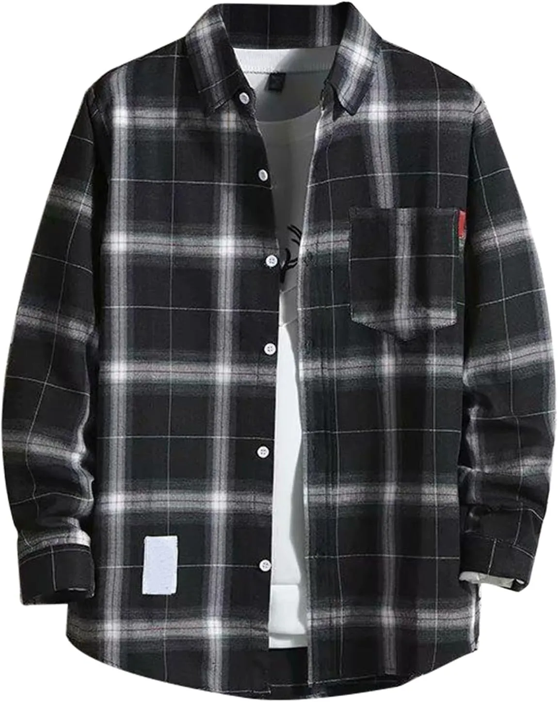 Men's Plaid Shirt Long Sleeve Button Down Shirt Casual Lightweight Shirt Jacket Vintage Western Shirt Plus Size