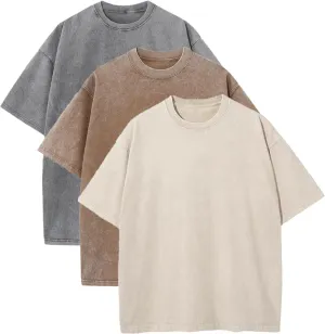 Men's Vintage Oversized T-Shirts Acid Wash Gym Shirt Short Sleeve Cotton Tee
