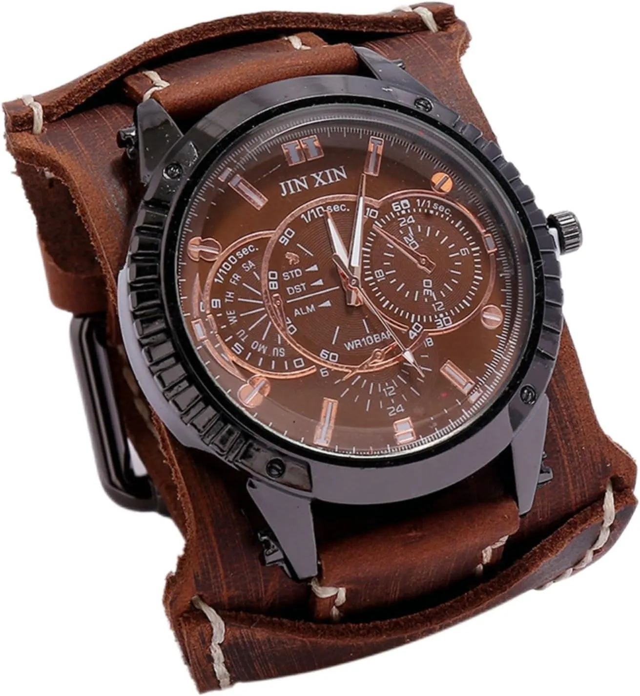 Mens Watch, Vintage Men's Watches, Men's Casual Leather Watches, Personalized Punk Hip-Hop Wide Leather Bracelet Watches