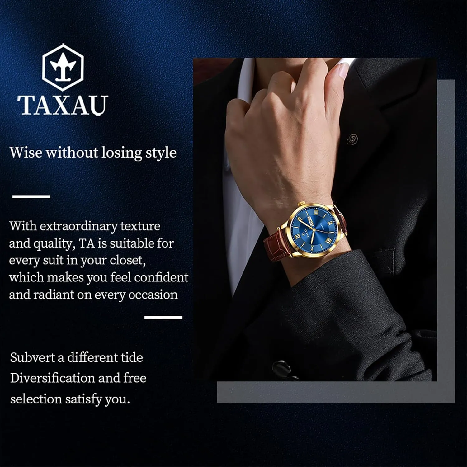 Mens Watches Waterproof Leather Watch for Men Dress Luxury Analog Quartz Watch Casual Large Number Wrist Watch Day Date Classic Watches Easy Read Big Face reloj para Hombre