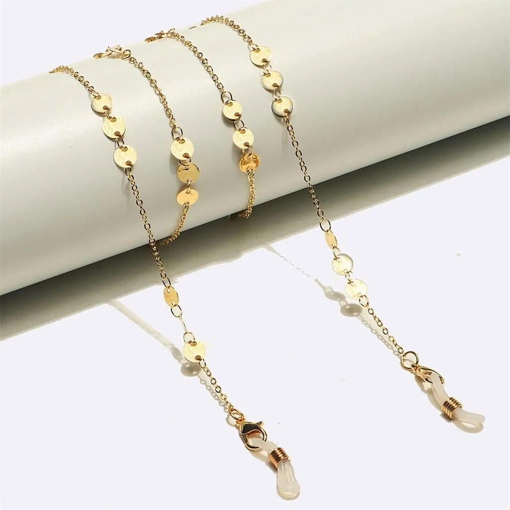Metal Eyeglass Rope Gold Round Piece Pendant Handmade Eyeglass Chain Eyeglass Rope