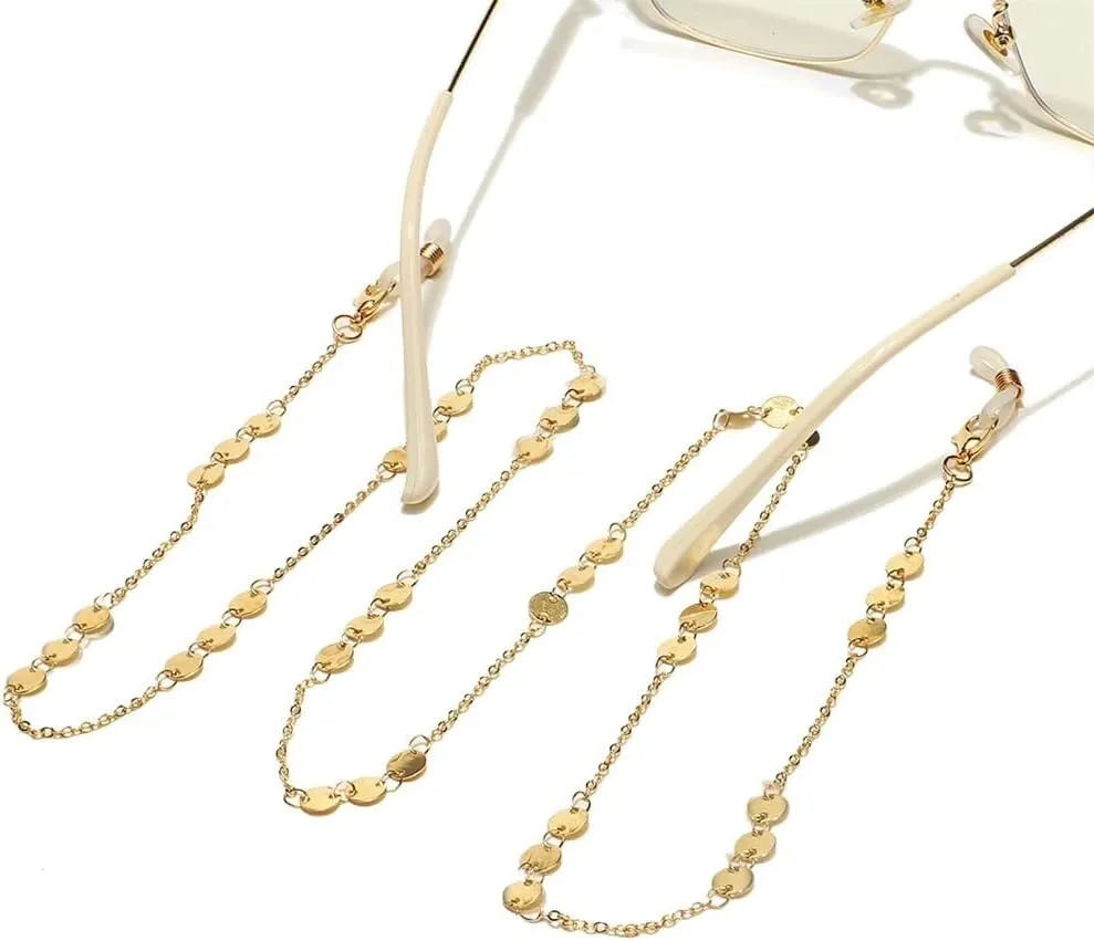 Metal Eyeglass Rope Gold Round Piece Pendant Handmade Eyeglass Chain Eyeglass Rope