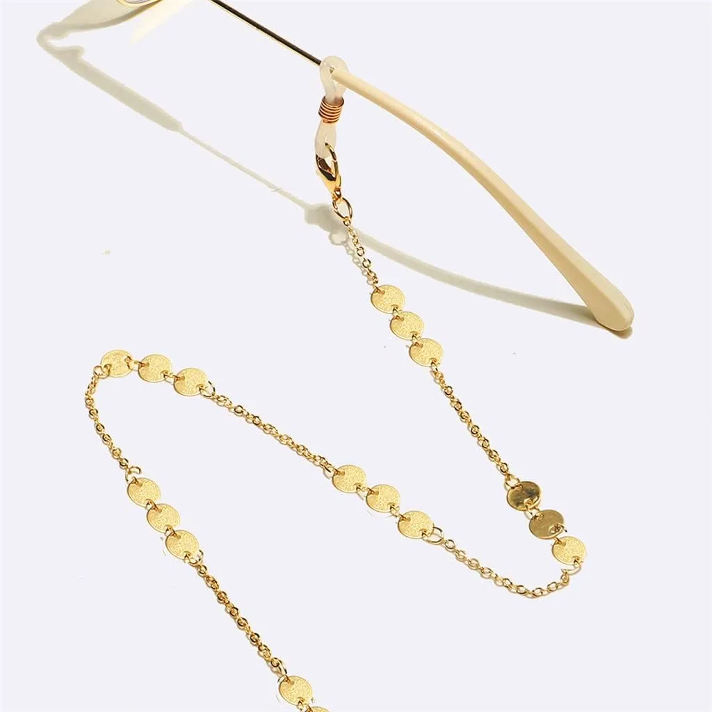 Metal Eyeglass Rope Gold Round Piece Pendant Handmade Eyeglass Chain Eyeglass Rope
