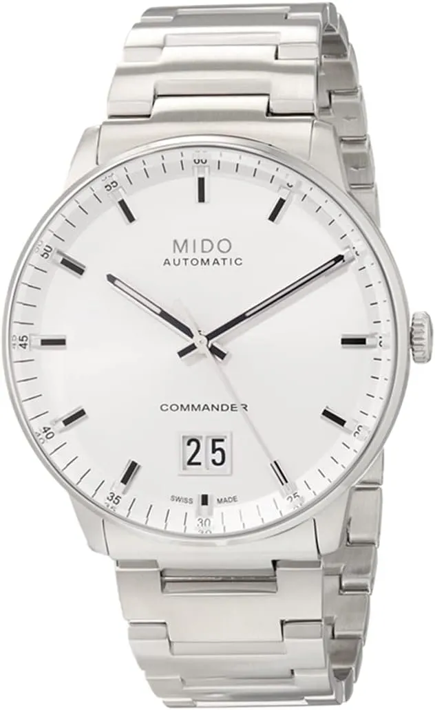Mido Commander Big Date - Swiss Automatic Watch for Men - Silver Dial - Case 42mm - M0216261103100