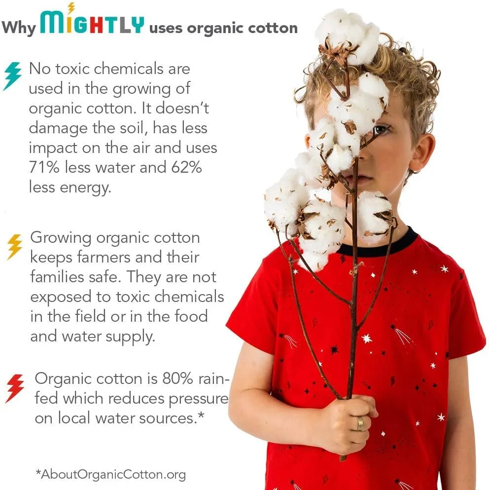 Mightly Girls' Scooped Neck Short Sleeve T Shirts | 100% Organic Cotton, Colorful Casual Stylish Clothes
