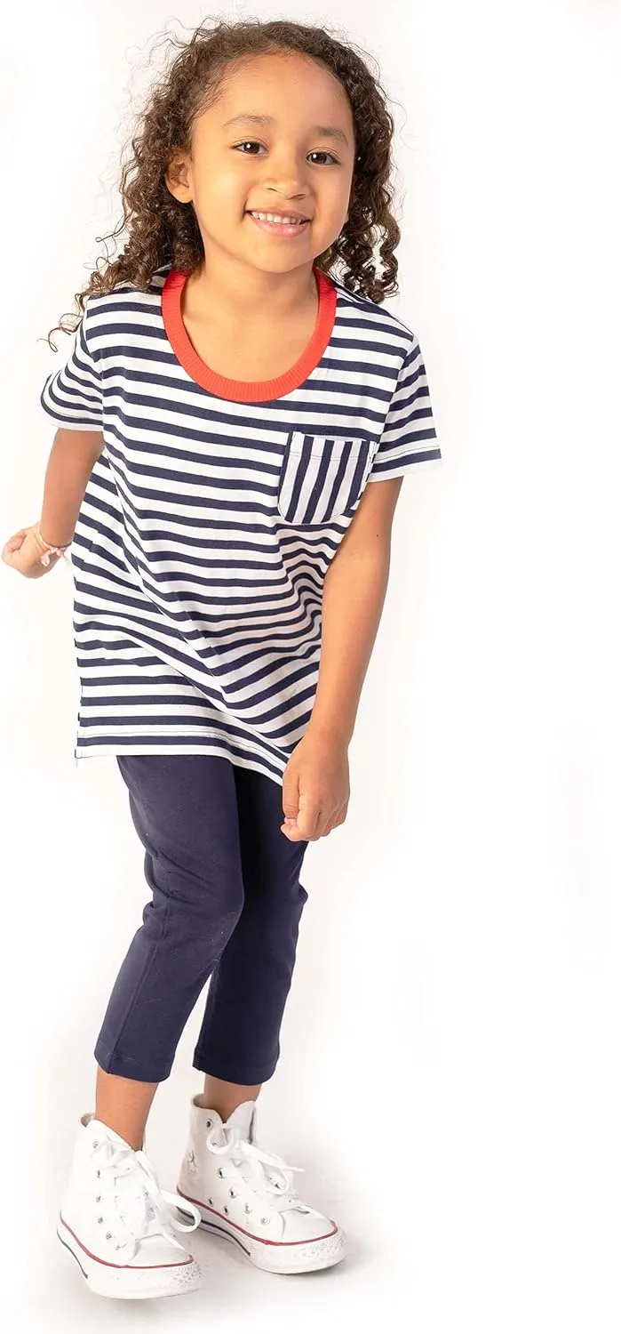 Mightly Girls' Scooped Neck Short Sleeve T Shirts | 100% Organic Cotton, Colorful Casual Stylish Clothes