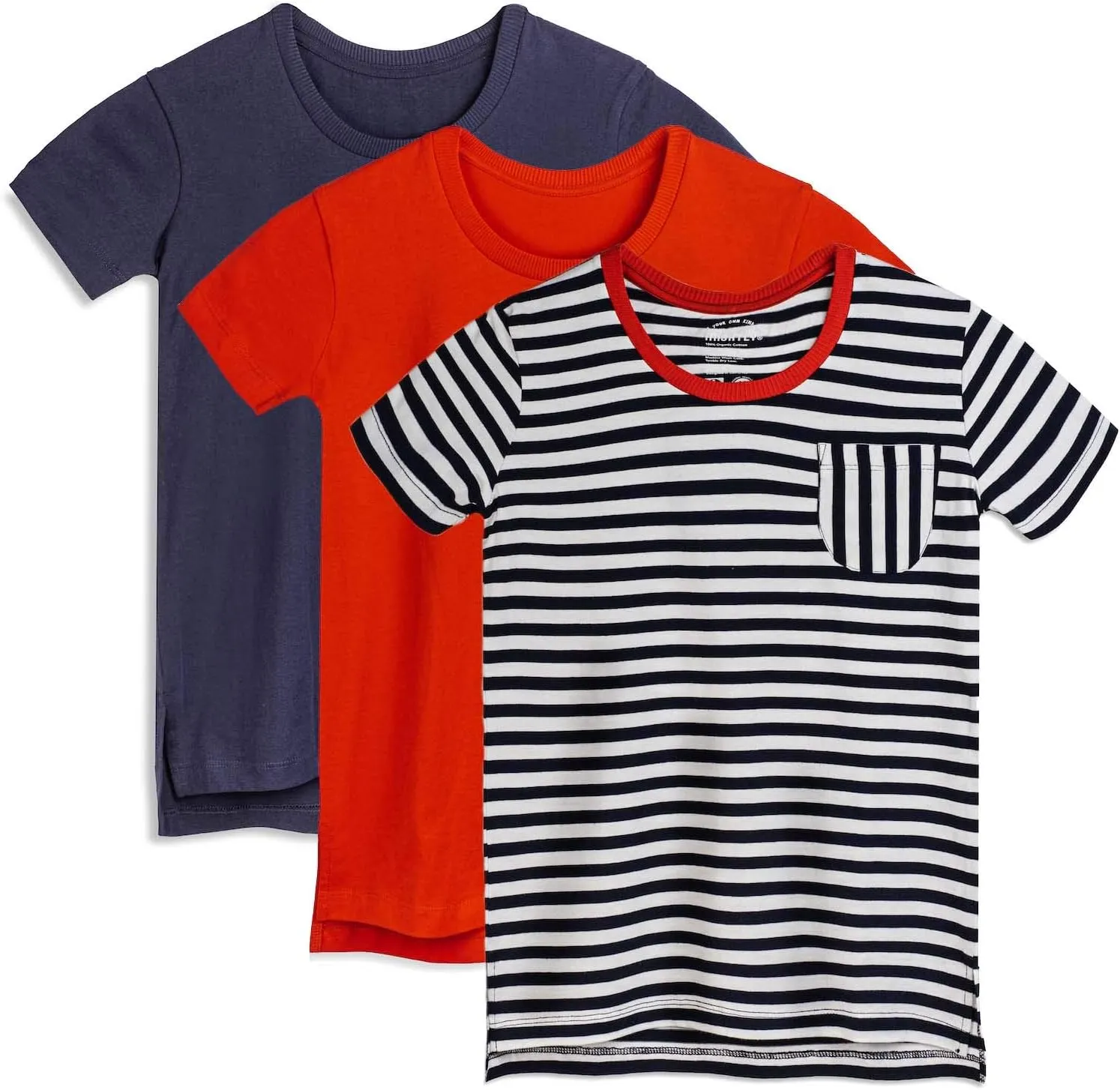 Mightly Girls' Scooped Neck Short Sleeve T Shirts | 100% Organic Cotton, Colorful Casual Stylish Clothes