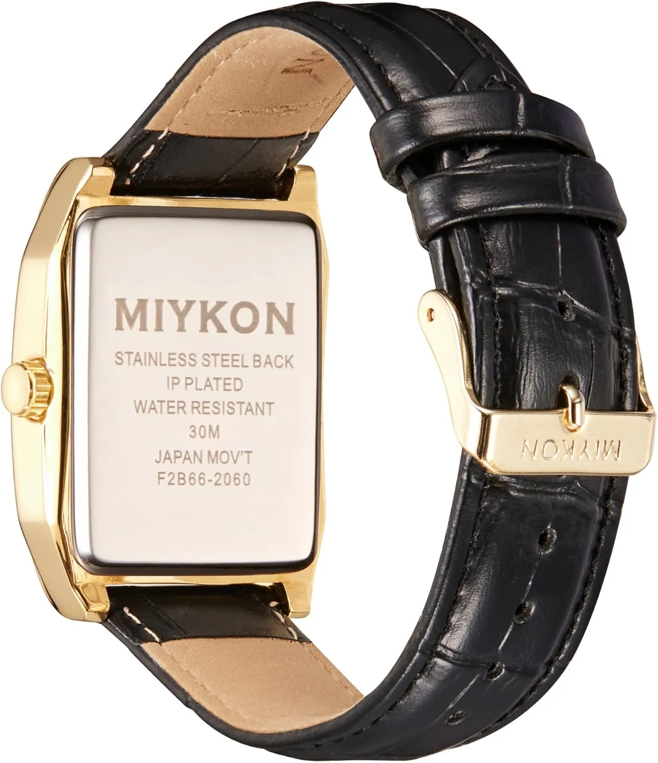 Miykon Vintage Watches for Men - Tank Square Analog Watch with Genuine Leather Wrist Strap for Classic Dress - Ion Polished, Scratch Resistant Glass, Japanese Quartz, Waterproof to 100ft