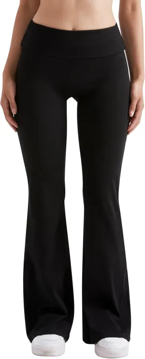 MOOSLOVER Women Flare Leggings Fold Over Bootcut Yoga Pants Casual Y2K Lounge Pants Comfy Cotton Leggings
