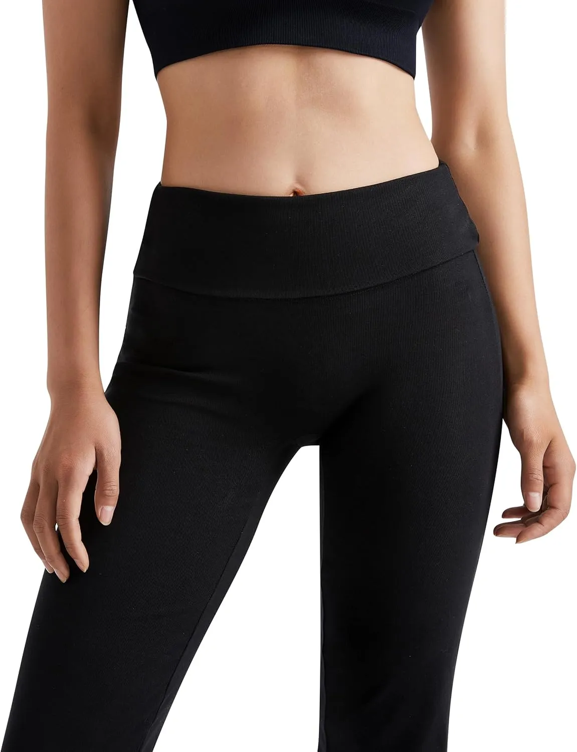 MOOSLOVER Women Flare Leggings Fold Over Bootcut Yoga Pants Casual Y2K Lounge Pants Comfy Cotton Leggings
