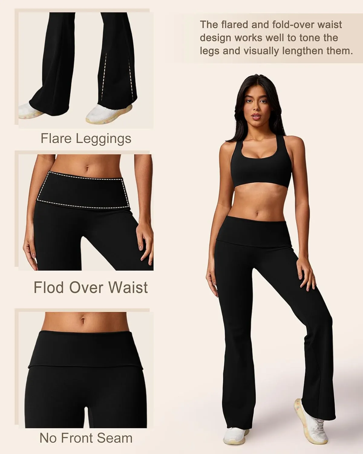 MOOSLOVER Women Flare Leggings Fold Over Bootcut Yoga Pants Casual Y2K Lounge Pants Comfy Cotton Leggings