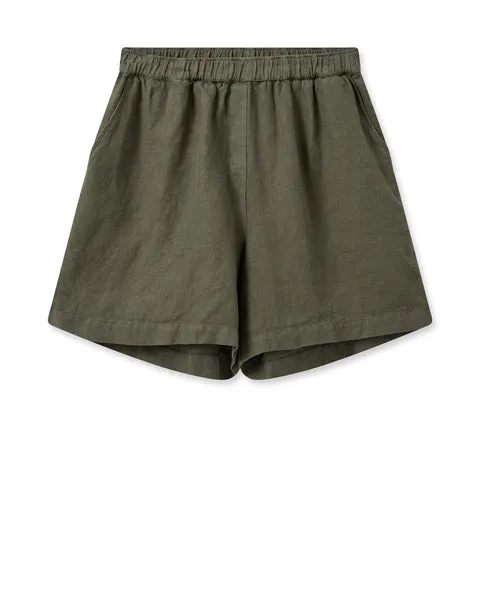 Mos Mosh Emmi Linen Short - Dusty Olive