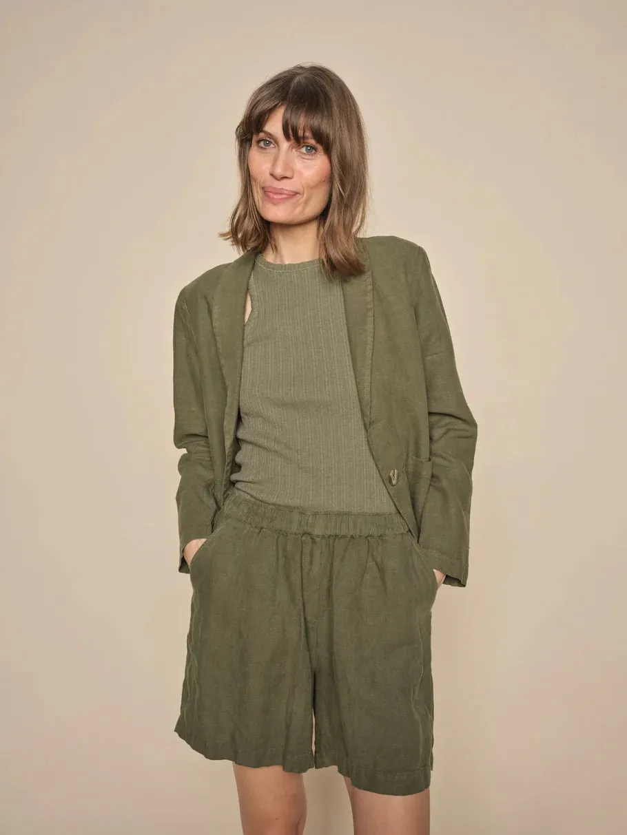 Mos Mosh Emmi Linen Short - Dusty Olive