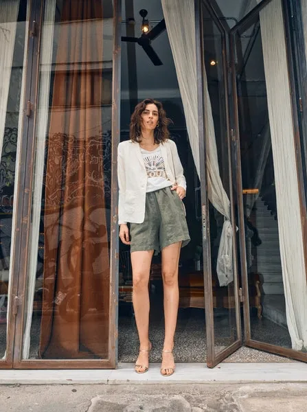 Mos Mosh Emmi Linen Short - Dusty Olive
