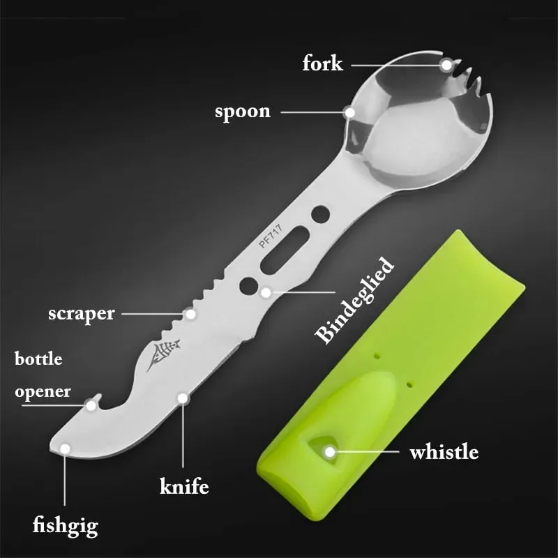 Multifunctional Stainless Steel Camping Knife and Spork (Spoon and Fork)