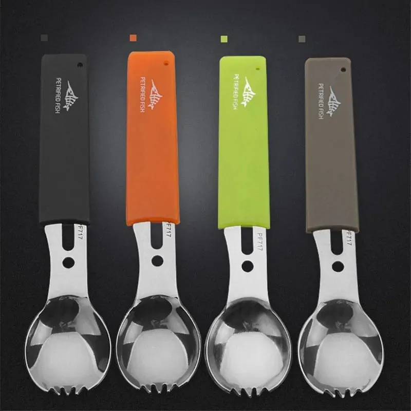 Multifunctional Stainless Steel Camping Knife and Spork (Spoon and Fork)