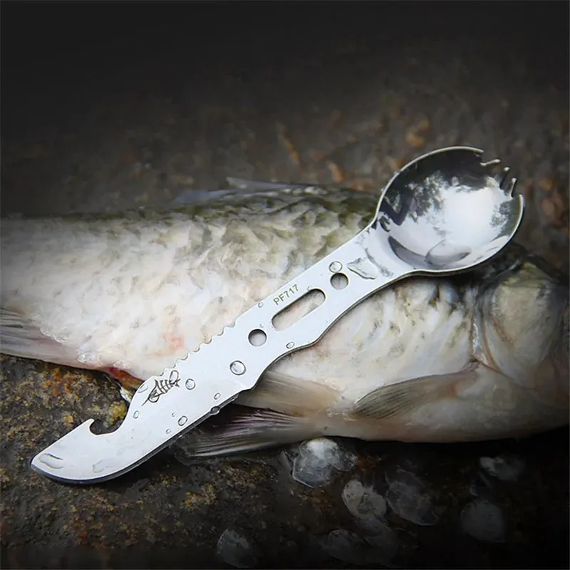 Multifunctional Stainless Steel Camping Knife and Spork (Spoon and Fork)
