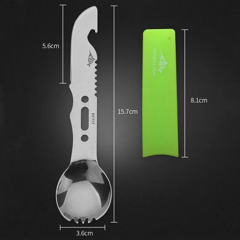 Multifunctional Stainless Steel Camping Knife and Spork (Spoon and Fork)