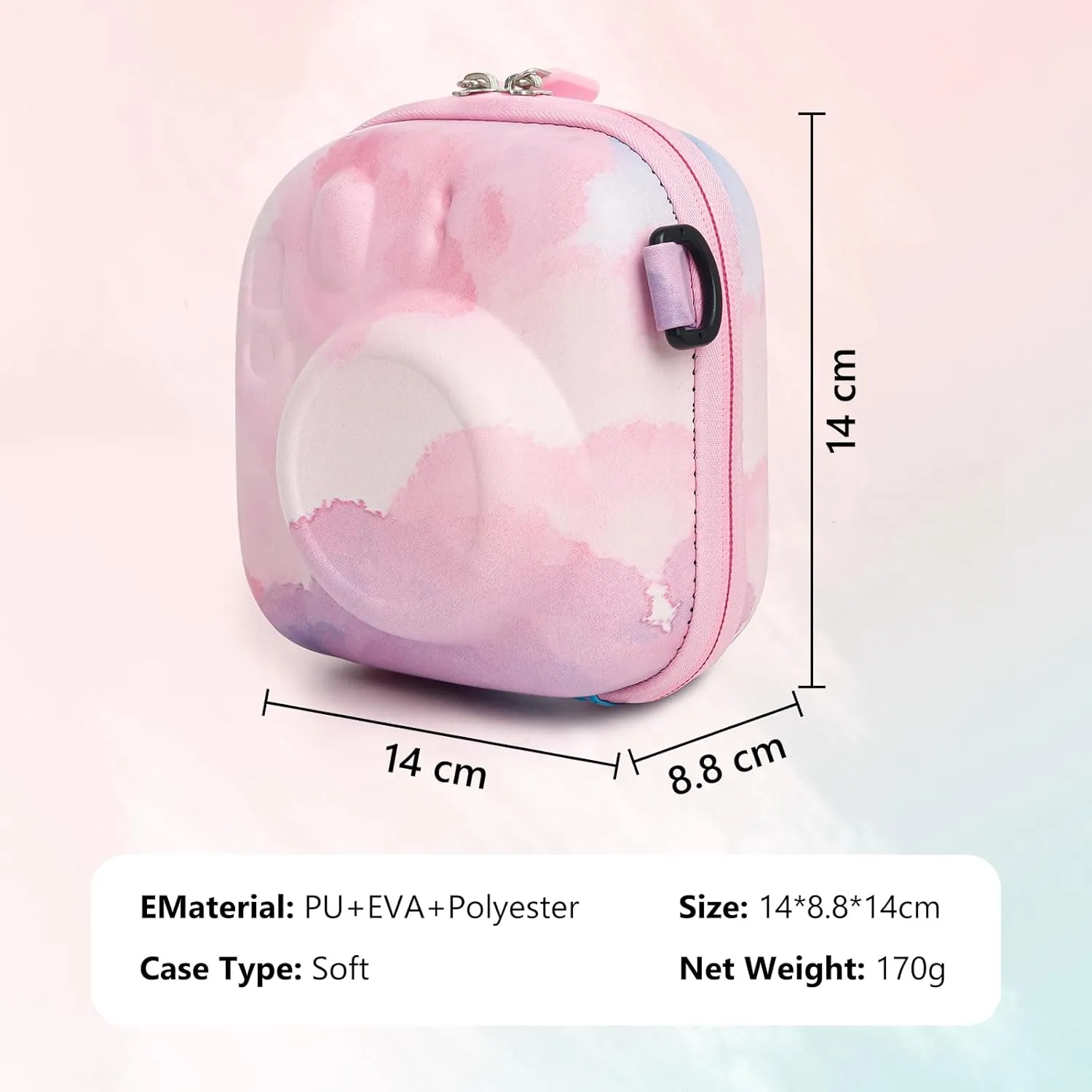 MUZIRI KINOKOO Colorful Hard EVA Case for Fuji Instax Mini 12/Mini 40/ Mini 11/Mini 99/Mini 90/ Mini 9/Mini 8/Mini 7  Camera, Instant Camera Storage Bag with Shoulder Strap, Dreamy Cloud, camera case