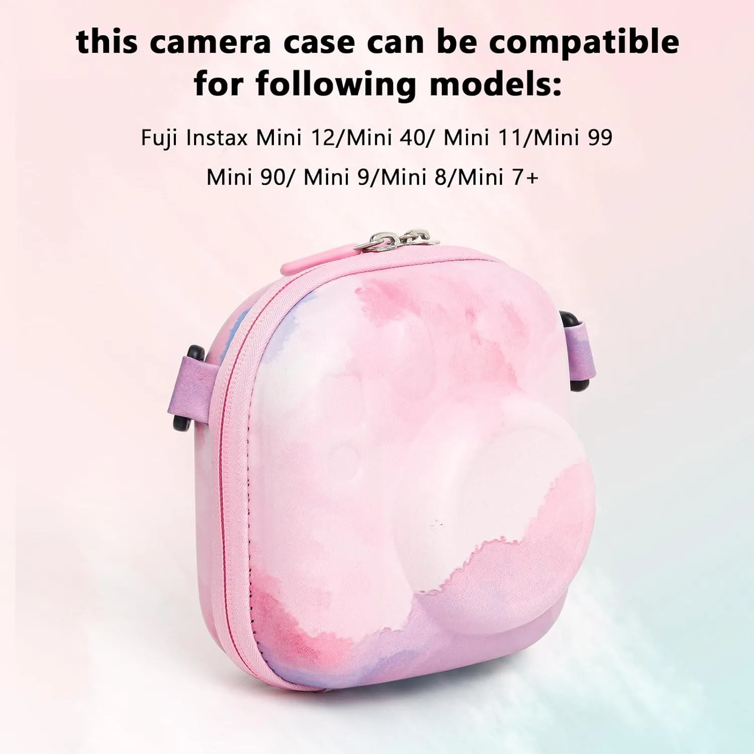 MUZIRI KINOKOO Colorful Hard EVA Case for Fuji Instax Mini 12/Mini 40/ Mini 11/Mini 99/Mini 90/ Mini 9/Mini 8/Mini 7  Camera, Instant Camera Storage Bag with Shoulder Strap, Dreamy Cloud, camera case
