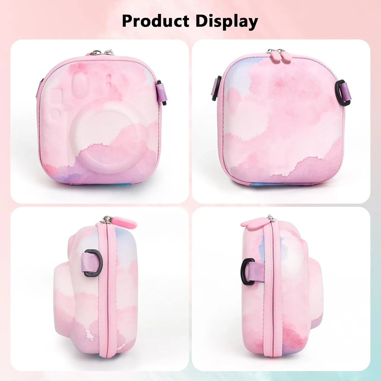 MUZIRI KINOKOO Colorful Hard EVA Case for Fuji Instax Mini 12/Mini 40/ Mini 11/Mini 99/Mini 90/ Mini 9/Mini 8/Mini 7  Camera, Instant Camera Storage Bag with Shoulder Strap, Dreamy Cloud, camera case