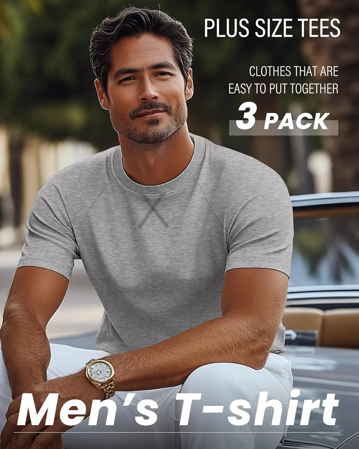 Neer 3 Pack Men's Big and Tall Short Sleeve Shirts Cotton Summer Crew Neck Embroidery Loose Fit Tops Casual Basic Tees