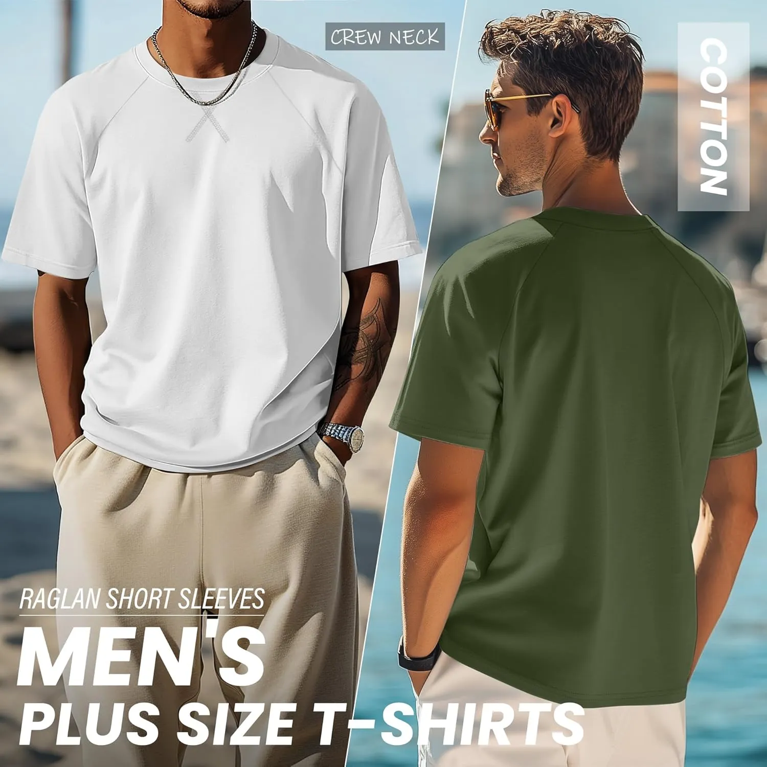 Neer 3 Pack Men's Big and Tall Short Sleeve Shirts Cotton Summer Crew Neck Embroidery Loose Fit Tops Casual Basic Tees