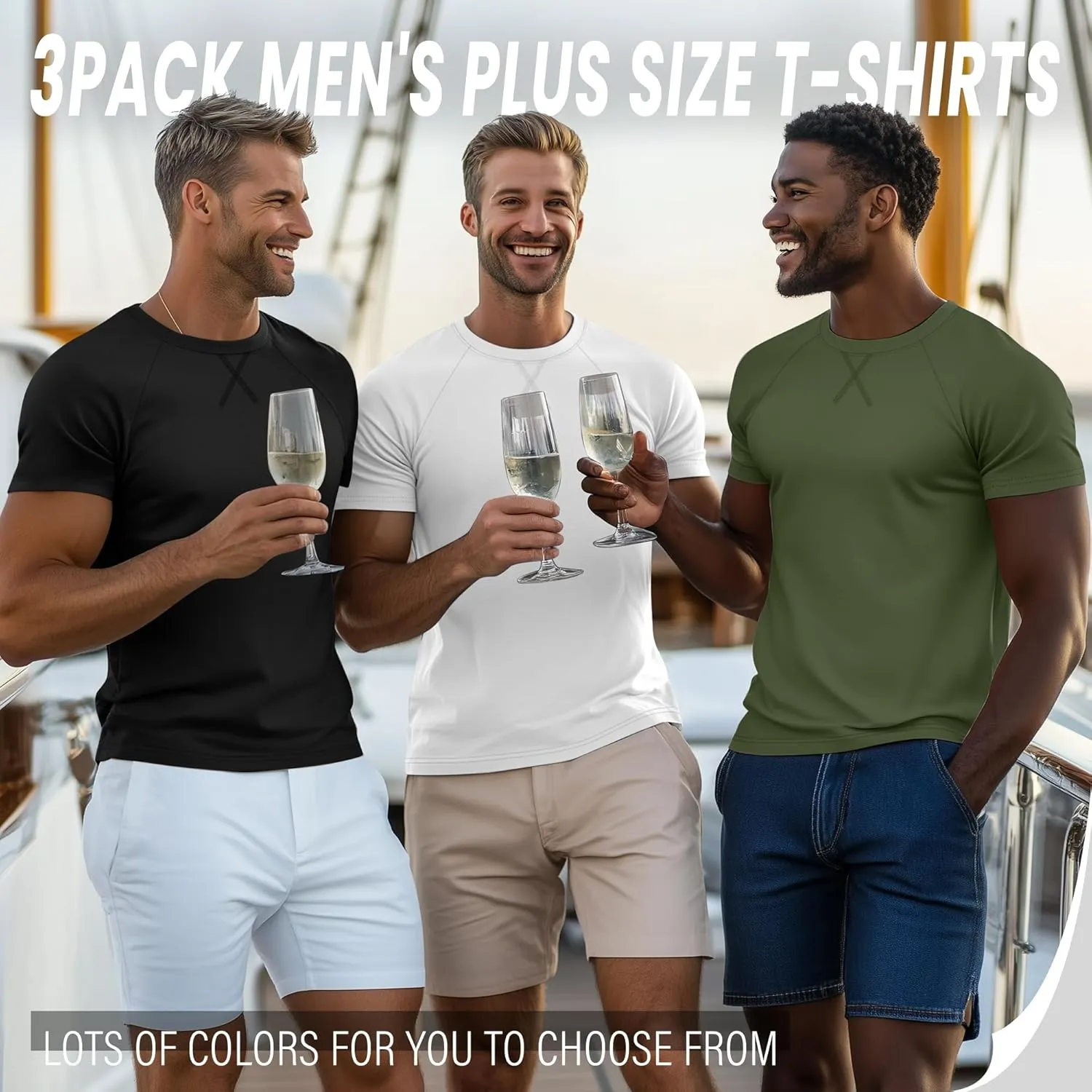 Neer 3 Pack Men's Big and Tall Short Sleeve Shirts Cotton Summer Crew Neck Embroidery Loose Fit Tops Casual Basic Tees