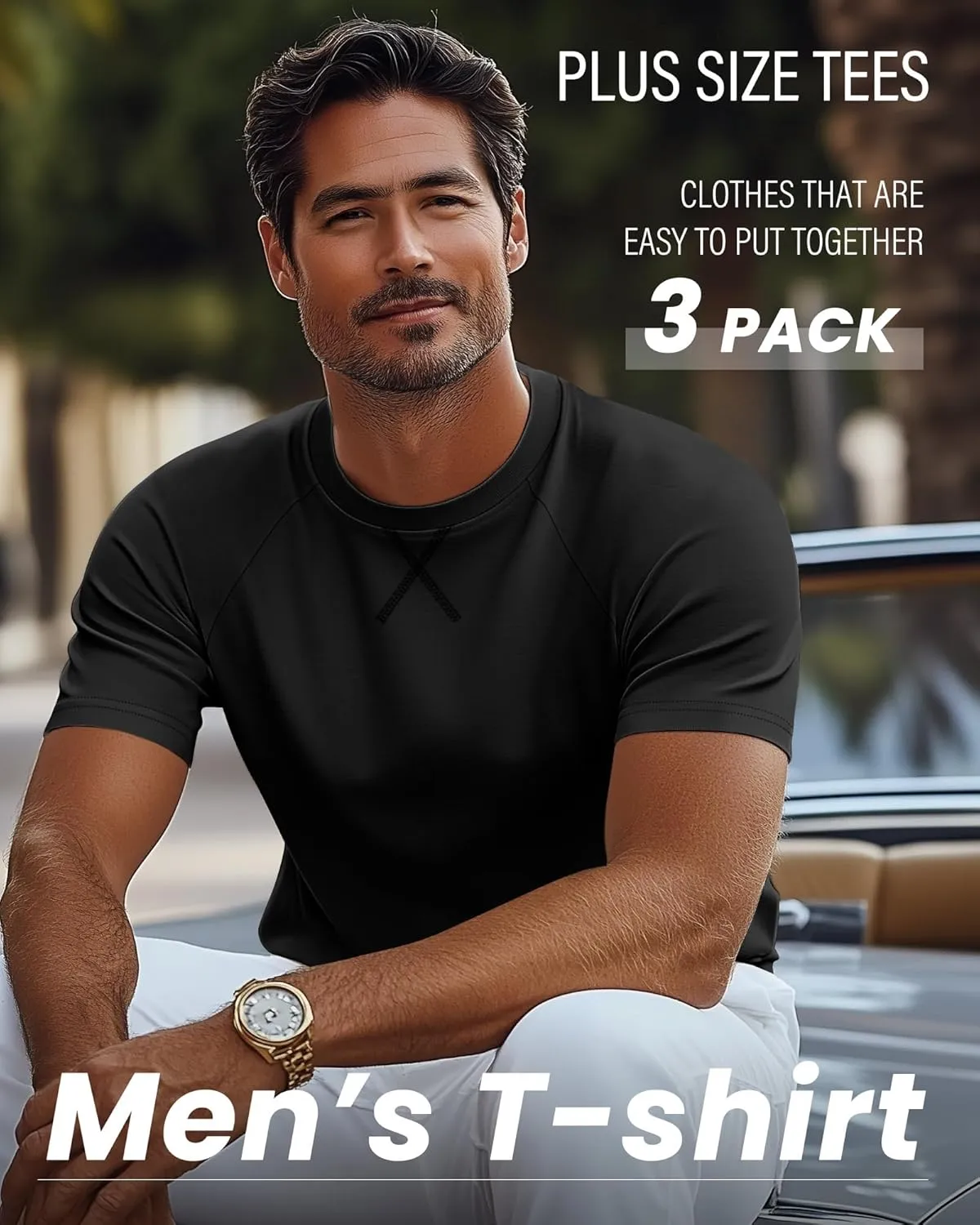 Neer 3 Pack Men's Big and Tall Short Sleeve Shirts Cotton Summer Crew Neck Embroidery Loose Fit Tops Casual Basic Tees